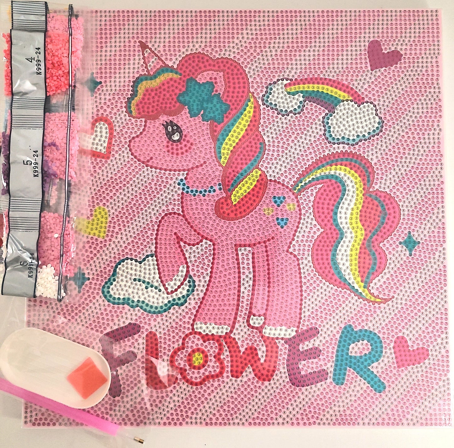 Unicornio Rosado - Kit de pintura diamante