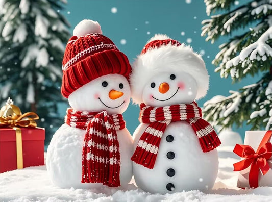 Muñecos de Nieve Navideños - kit premium de pintura diamante
