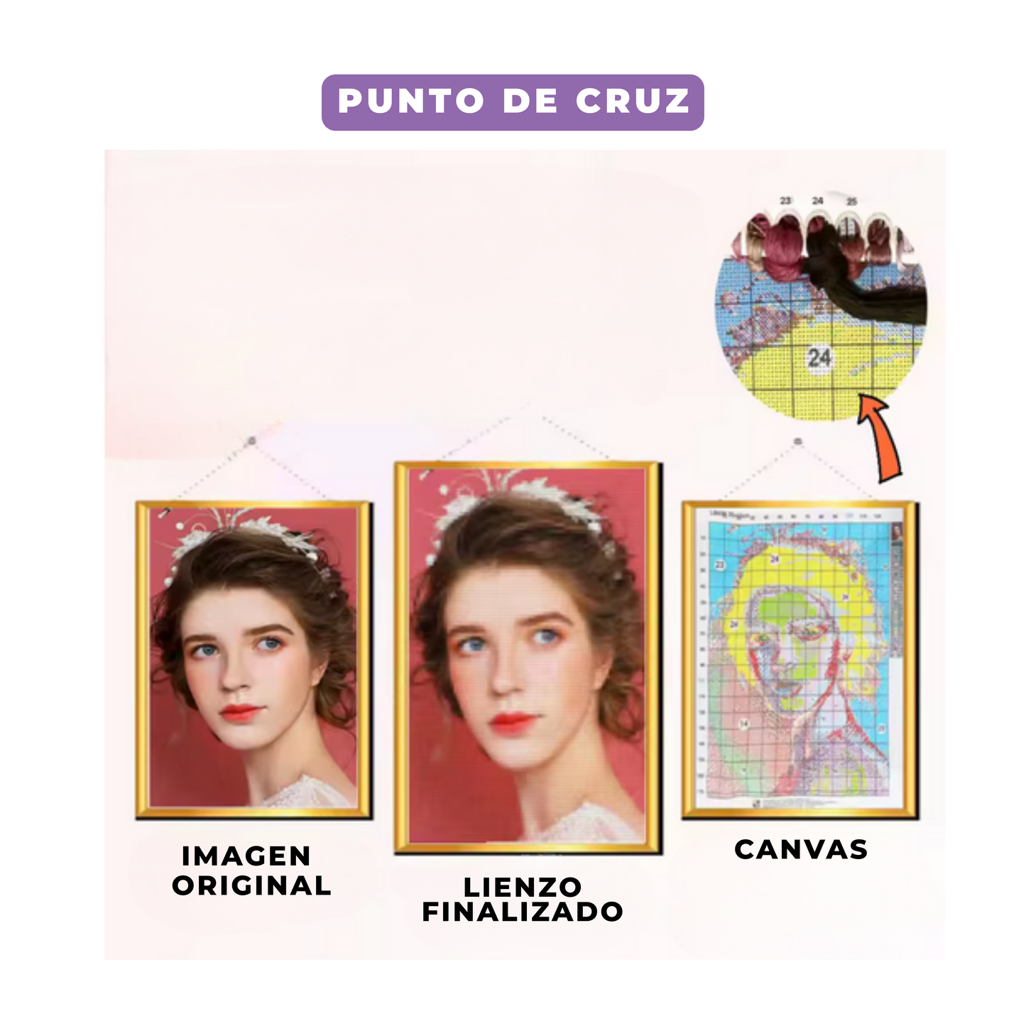 Punto de Cruz personalizada (varias dimensiones disponibles)