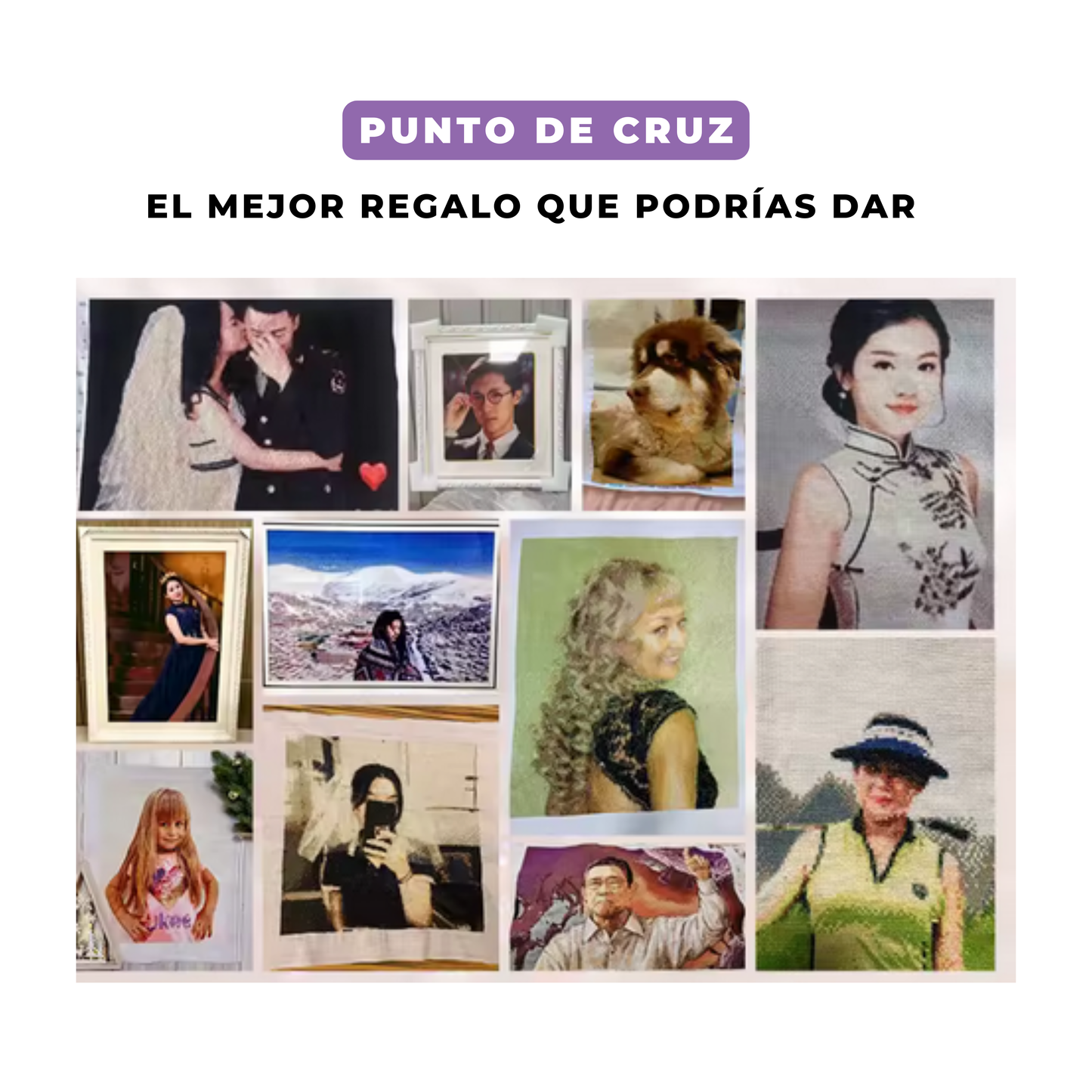 Punto de Cruz personalizada (varias dimensiones disponibles)