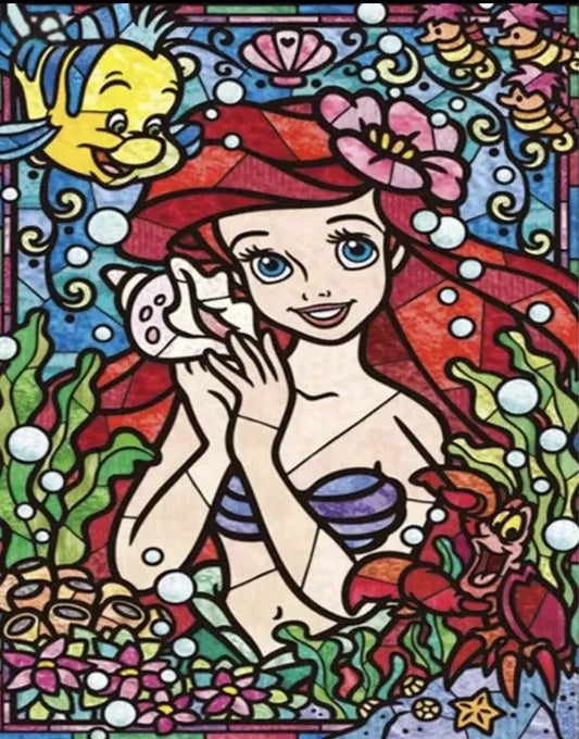 Vitral La Sirenita - Kit de pintura diamante