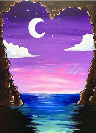 Cueva en la noche - Kit de pintura diamante