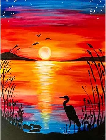 Ave en el lago- Kit de pintura diamante