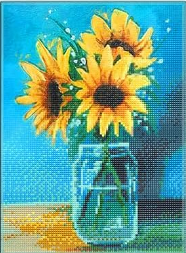 Girasoles en vasija - Kit de pintura diamante