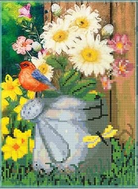 Pajarito y Margarita- Kit de pintura diamante