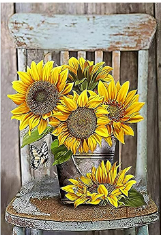 Girasoles en Silla- Kit de pintura diamante