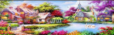 Paisaje casas y naturaleza - Pintura Diamante XL (30x60cm)