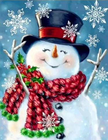 Muñeco de Nieve - Pintura diamante + Pintura por número