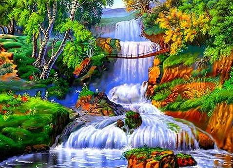 Cascada de Frente- Kit de pintura diamante