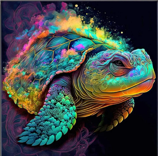 Tortuga de colores - Pintura diamante XL (40x40 cm)