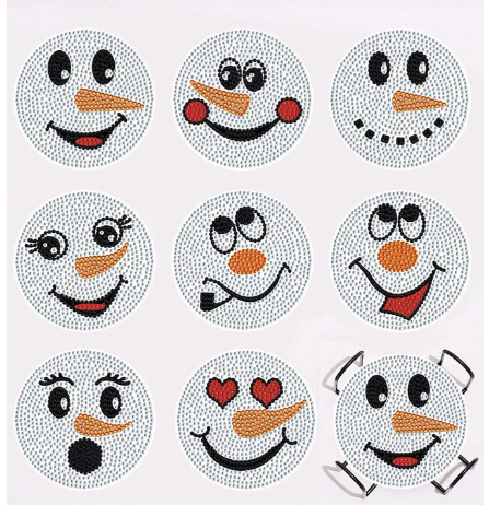 Posavasos de Pintura Diamante - Muñecos de Nieve