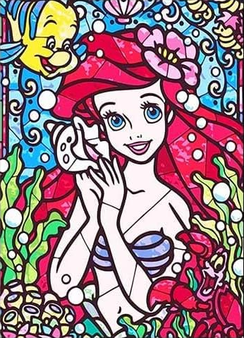 La Sirenita Vitral- Kit de pintura diamante