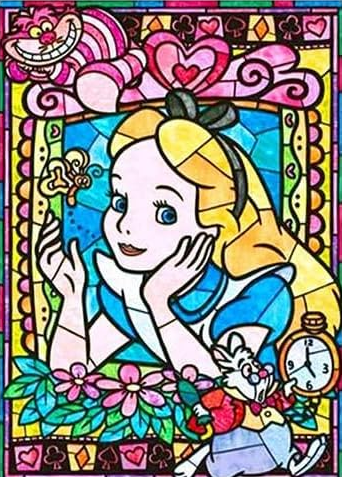 Alicia en el país de las maravillas vitral - Kit de pintura diamante
