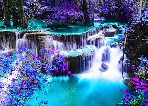 Pintura diamante kit básico - Cascada tonos azules