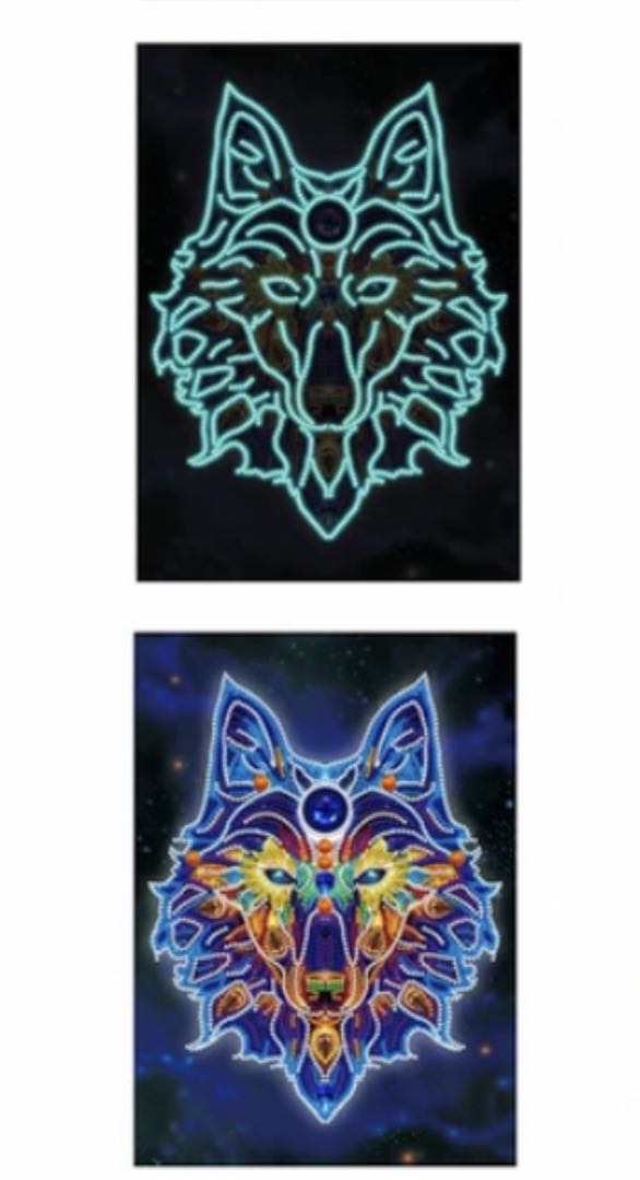 Lobo Oscuro - Pintura Diamante Especial (brilla en la oscuridad)