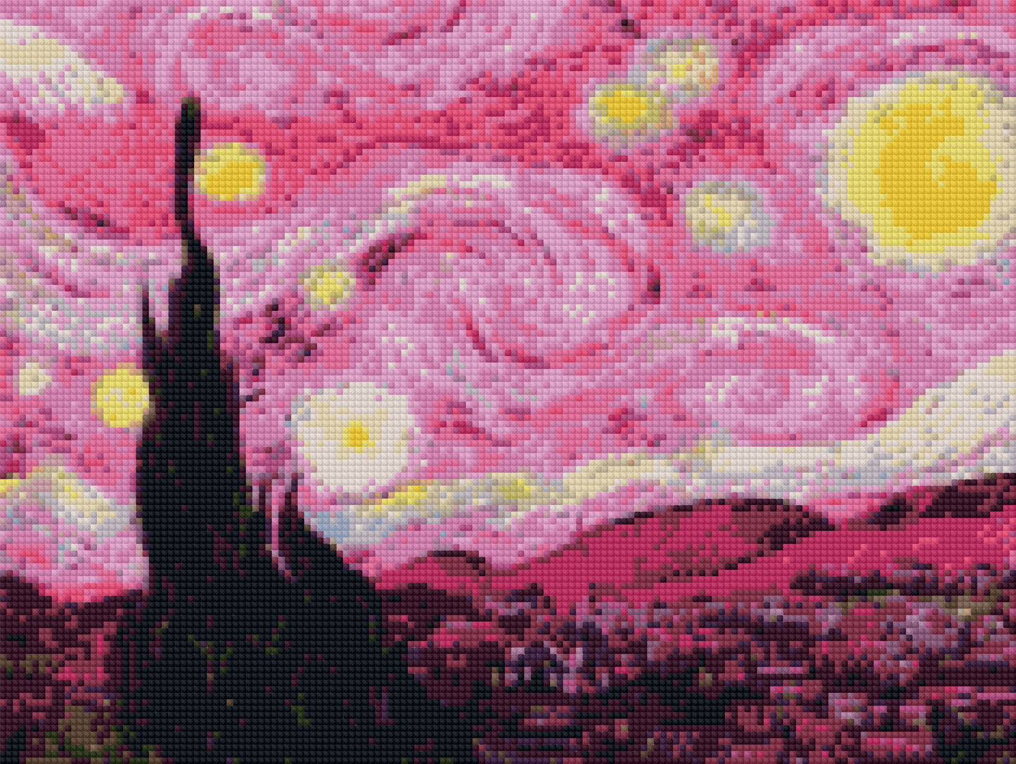 Noche Estrellada Rosa (35x45 cm) diamante cuadrado
