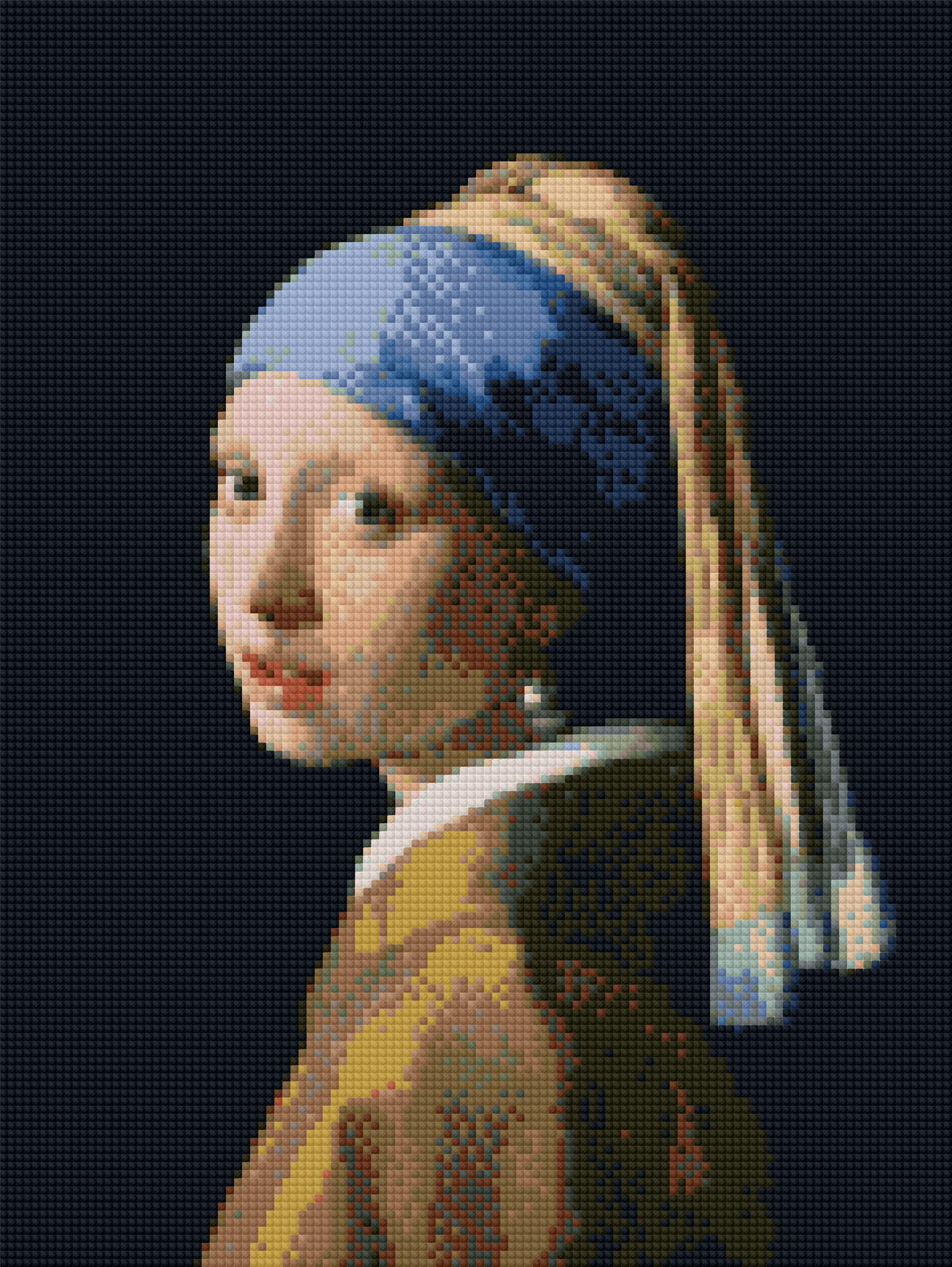 La joven de la perla - Johannes Vermeer diamante cuadrado