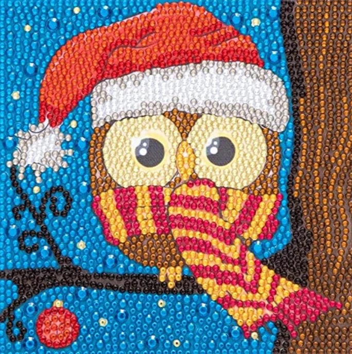 Pintura Diamante Buho navideño