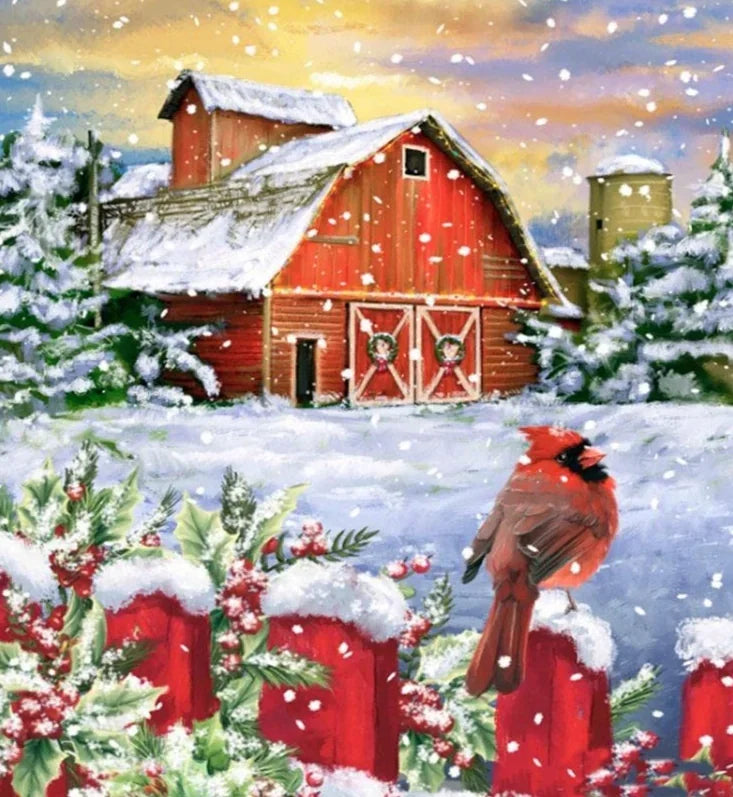 Casa en la nieve- Kit de pintura diamante