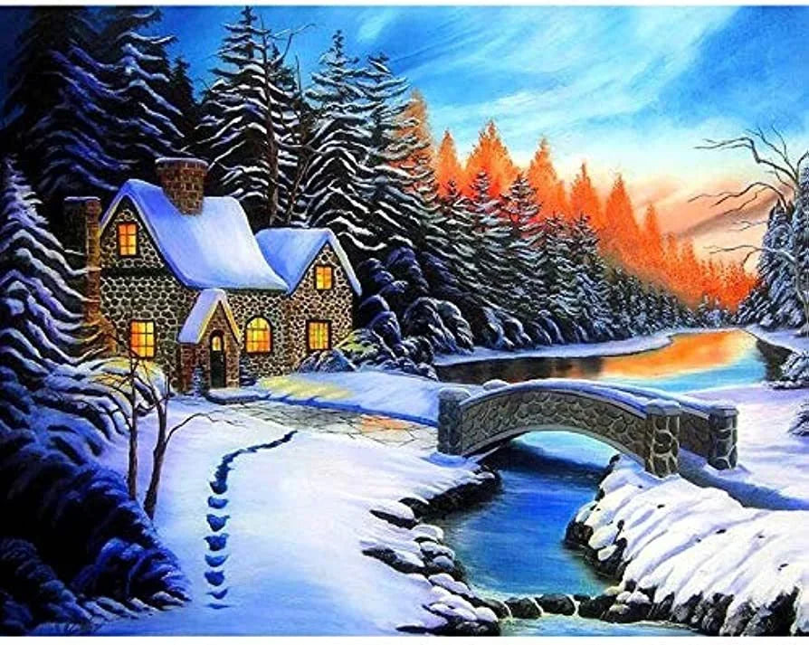 Pintura diamante paisaje con nieve