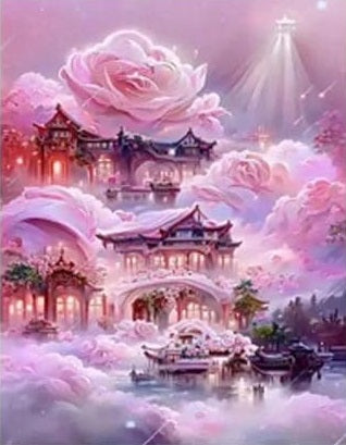 Mundo Rosa casa - Kit de pintura diamante