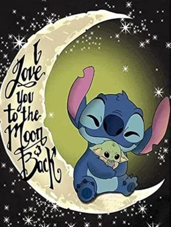 Stitch en la Luna - Kit de pintura diamante