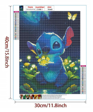 Stitch flores amarillas- Kit de pintura diamante