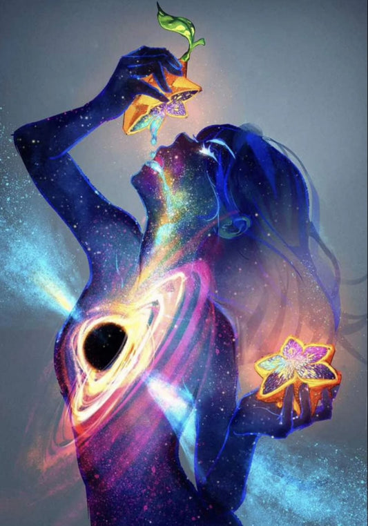 Mujer y universo - Kit de pintura diamante