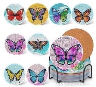 Posavasos de Pintura Diamante - Mariposas (8)