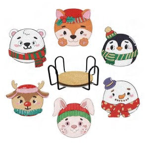 Posavasos de Pintura Diamante  - Animales navideños