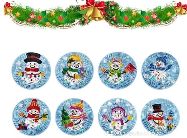 Posavasos de Pintura Diamante - Navidad celeste