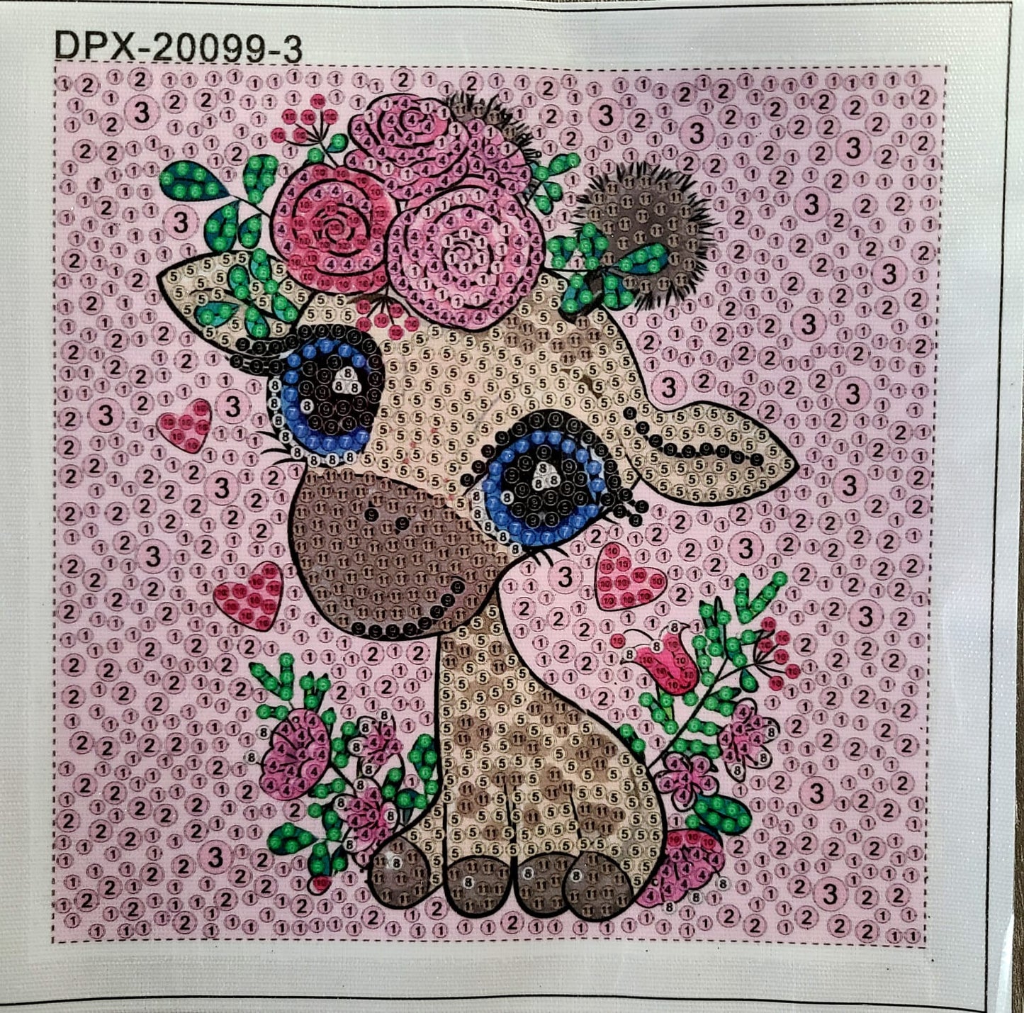Jirafa con rosas en bastidor (Kit pequeño)