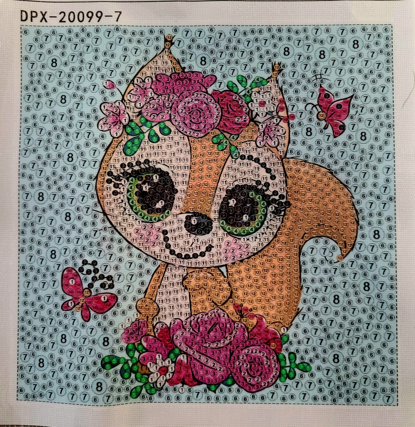 Lince con rosas en bastidor (kit pequeño)