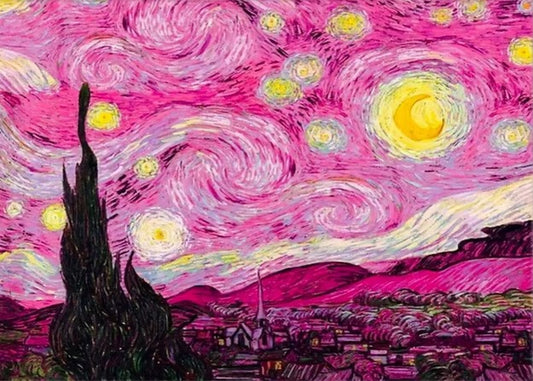Noche Estrellada Rosa (20x20 cm) diamante cuadrado