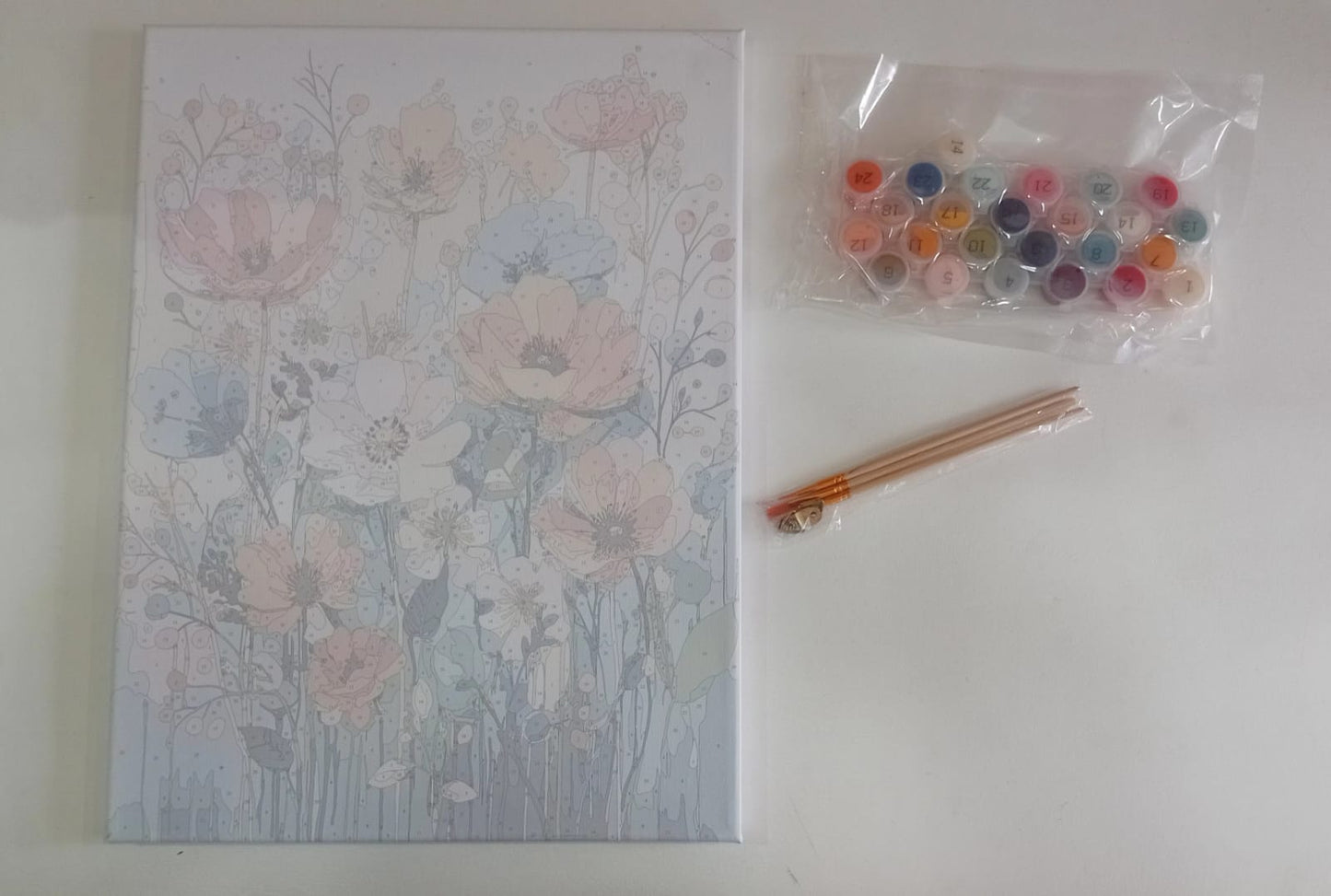 PINTURA POR NUMERO DISEÑO FLORAL EN BASTIDOR