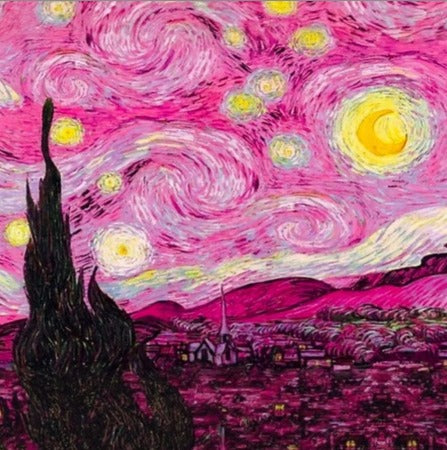 Noche Estrellada Rosa (30x30 cm) diamante cuadrado