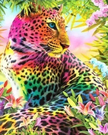 Pintura diamante premium - Leopardo de colores