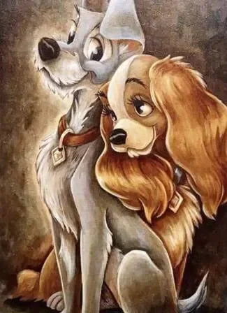 La Dama y el Vagabundo- kit de pintura diamante