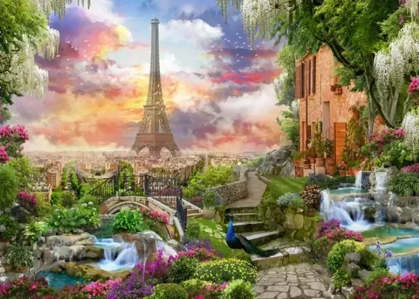 Pintura Diamante - Torre Eiffel con jardines verdes
