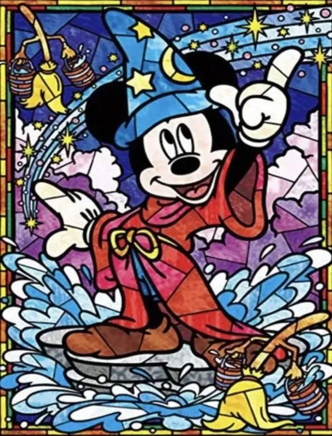 Pintura diamante premium - Vitral Mickey Mouse