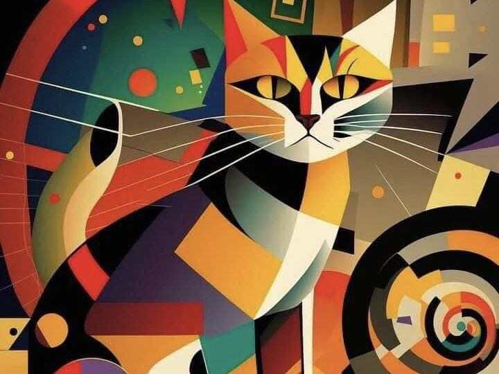 Pintura Diamante Premium - Gato Cubismo