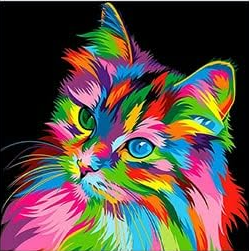 Pintura diamante – Gato de colores (Diamante cuadrado)