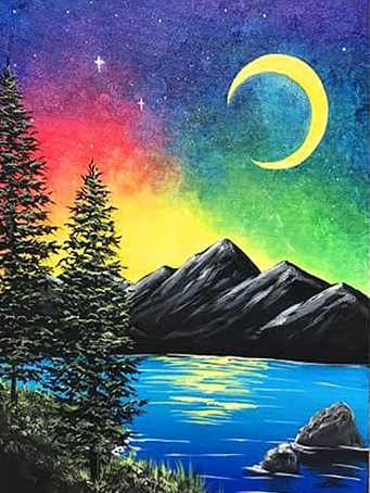 Montañas y cielo multicolor - Kit de pintura diamante