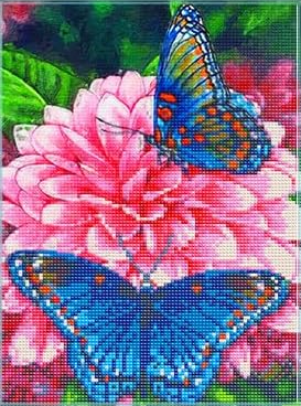 Mariposas en Crisantemo- Kit de pintura diamante