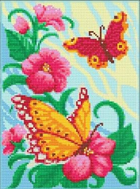 Mariposas en Flores Rosadas