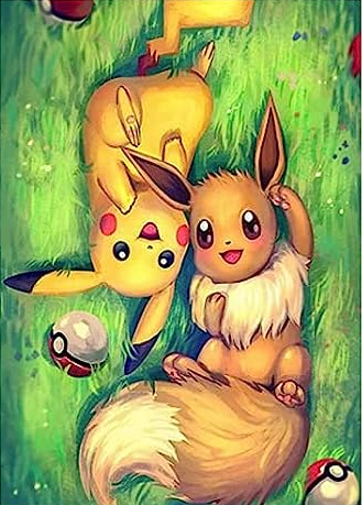 Pintura Diamante Premium - Eevee y Pikachu