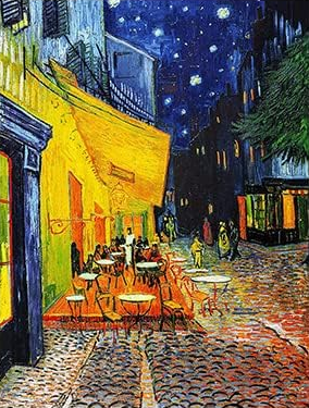 Terraza de café por la noche