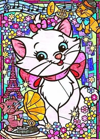 Pintura diamante básica - Gatita Marie en Vitral