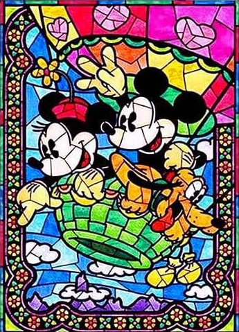 Pintura diamante básica - Mickey y Minnie Vitral