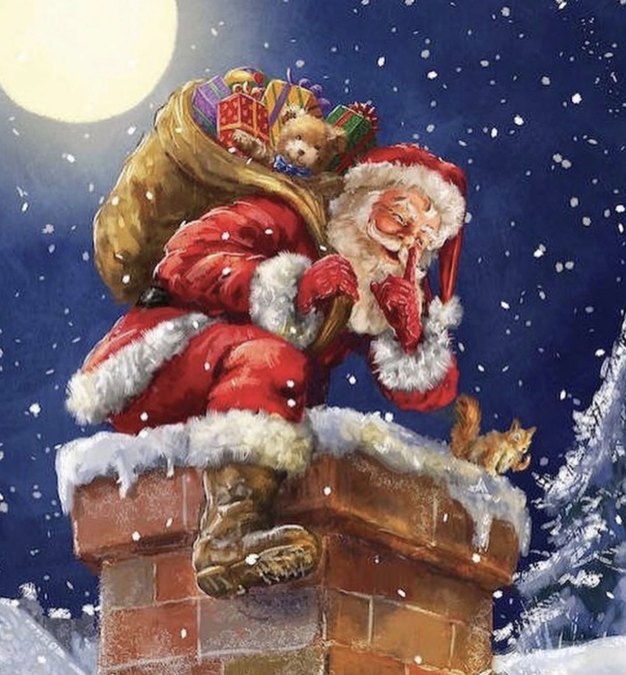 Santa Claus chimenea - Kit de pintura diamante